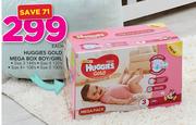 Huggies Gold Mega Box Boy/Girl (Size 3-144's, Size 4-120's, Size 4+ -108's, Size 5-100's Pack) -Each