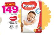 Huggies Dry Comfort (Size 3-76's/Size 4-66's/Size 4+ -60's/Size 5-56's Pack)-Per Pack