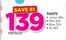Pampers Pants (Junior 48's/Midi 60's/Maxi 52's/XL 44's Pack-Per Pack