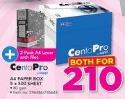 Centopro A4 Paper Box 5X500 Sheet With 2 Pack A4 Lever Arch Files
