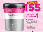 Simple Choice 20Ltr White Matt PVA Paint