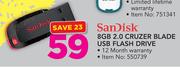 Sandisk 8GB 2.0 Cruzer Blade USB Flash Drive