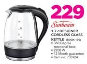 Sunbeam 1.7Ltr Designer Cordless Glass Kettle SDGK-170