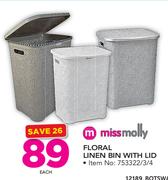 Miss Molly Floral Linen Bin With Lid-Each