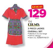 Ethnix 3 Piece Ladies Overall Set-Each