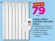 Always Home Sheer Taped Curtain Crushed Voile-Each