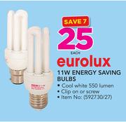 Eurolux 11W Energy Saving Bulbs-Each