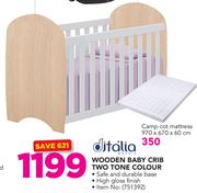 Ditalia Wooden Baby Crib Two Tone Colour
