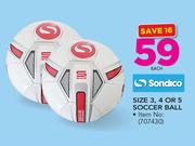 Sondico Size 3, 4 Or 5 Soccer Ball-Each