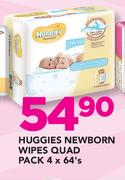 Huggies Newborn Wipes Quad Pack-4 x 64's