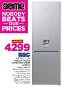 KIC 336Ltr Bottom Freezer Fridge Water Dispenser Metallic KBF634 1ME WT