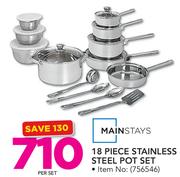 Mainstays 18 Piece Stainless Steel Pot Set-Per Set