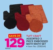 Tuft Craft Assorted 3 Piece Embossed Bath Mat Set-Per Set