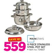 Mainstays 8 Piece Stainless Steel Pot Set