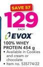 Evox 100% Whey Protein-454g Each