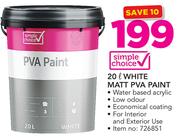 Simple Choice 20Ltr White Matt PVA Paint