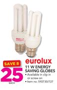 Eurolux 11W Energy Saving Globes In Clip In Or Screw On-Each