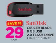 Sandisk Cruzer Blade 8GB USB 2.0 Flash Drive-Each