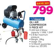 Tradeair 24Ltr Compressor 5 Piece Kit