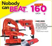 Black & Decker 500W Hammer Corded Dril/135W Finishing Sander Or 400W Jigsaw-Each