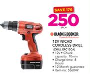Black & Decker 12V NICAD Cordless Drill EPC12CA