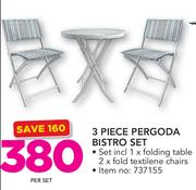 3 Piece Pergoda Bistro Set-Per Set