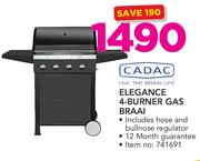 Cadac Elegance 4 Burner Gas Braai Includes Hose & Bullnose Regulator