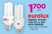 Eurolux Energy Saving 15W E27 Or B22 With Sensor-Each