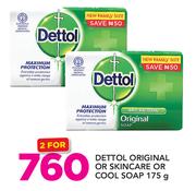 Dettol Original Or Skincare Or Cool Soap-2 x 175g