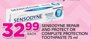 Sensodyne Repair And protect Or Complete Protection Toothpaste-75ml Each