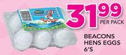 Beacons Hens Eggs-6's Per Pack