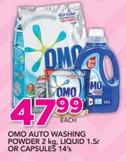 Omo Auto Washing Powder 2Kg, Liquid 1.5Ltr Or Capsules 14's-Each