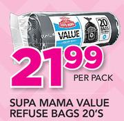 Supa Mama Value Refuse Bags-20's Per Pack