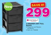 Contour Housewares 3 Drawer Unit Full Black
