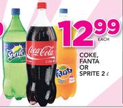Coke, Fanta Or Sprite-2Ltr Each