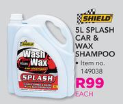 Shield Splash Car & Wax Shampoo-5Ltr