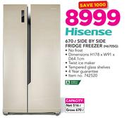 Hisense 670Ltr Side By Side Fridge Freezer H670SG