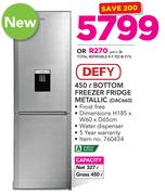 Defy 450Ltr Bottom Fridge Freezer Metallic DAC660
