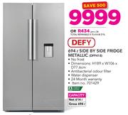 Defy 694Ltr Side By Side Fridge Metallic DFF418