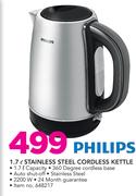 Philips 1.7Ltr Stainless Steel Cordless Kettle