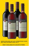 Any 4 Robertsons Chapel Red, White Or Sweet Rose 750ml