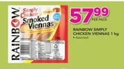 Rainbow Simply Chicken Viennas Assorted-1Kg Per Pack