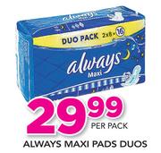 Always Maxi Pads Duos-Per Pack