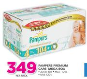 Pampers Premium Care Mega Box (Junior 88's, Maxi 104's, Midi 120's Pack)-Per Pack