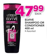 Elvive Shampoo Or Conditioner-400ml Each