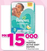 Pampers Active Baby Diapers Assorted Sizes-Per Pack