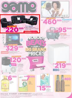 Game Malawi : Nobody Beats Our Big Brand Prices (24 Aug - 6 Sep 2017), page 1