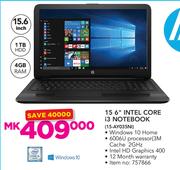 HP 15.6" Intel Core i3 Notebook 15-AY035NI