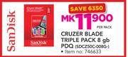 Sandisk Cruzer Blade Triple Pack 8GB PDQ SDCZ50C-008G-Per Pack