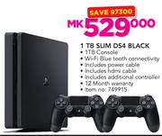 PS4 1TB Slim DS4 Black Includes Power Cable, HDMI Cable& Additional Controller
